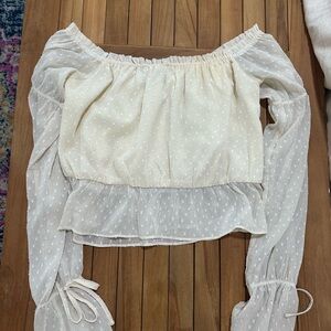 Elegant Cream Off-Shoulder Top